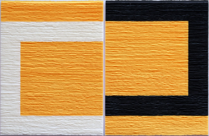 Fernando Daza | Forma blanca y negra s/ amarillo