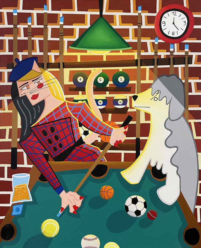 Sol Felpeto | Cat Playing Pool with Dog’s Balls