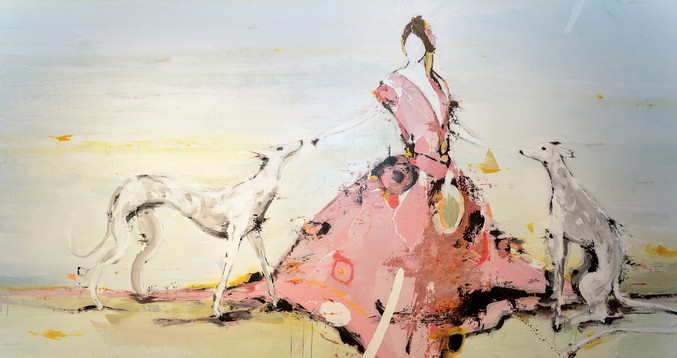 Lars Teichmann | Pink Princess with dogs